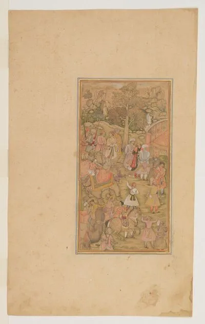 Nobles arrive for Akbar's coronation feast, from the History of Akbar (Akbarnama), by Abu’l-Fazl — تصویر رکورد یوروپیانا