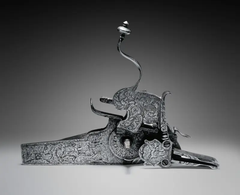 Wheel-Lock from a Hunting Gun — تصویر رکورد موزهٔ هنر کلیولند (دسترسی آزاد)