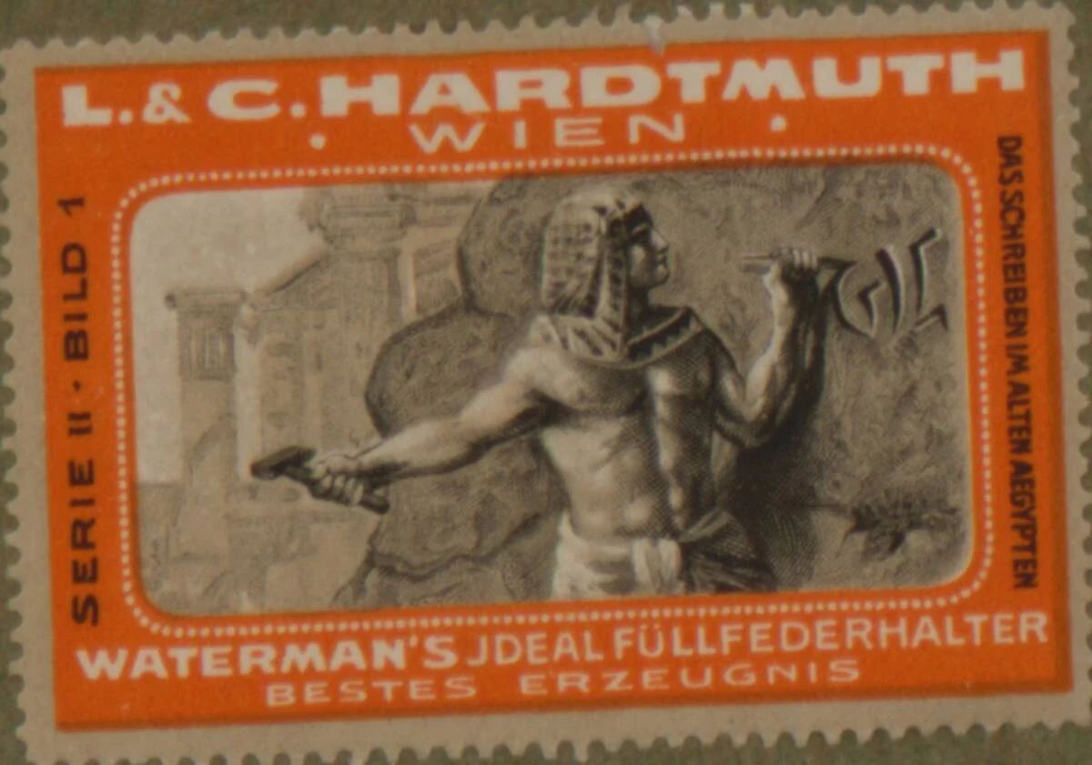 Werbeverschlussmarke für Waterman's Ideal Füllfederhalter von L. & C. Hardtmuth Wien. Serie II Bild 1 — تصویر رکورد یوروپیانا