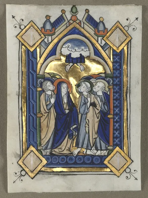 Leaf Excised from a Psalter: The Ascension — تصویر رکورد موزهٔ هنر کلیولند (دسترسی آزاد)
