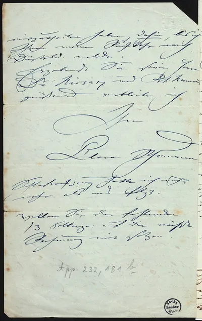 Brief von Clara Schumann an Eberhard Peters — تصویر رکورد یوروپیانا