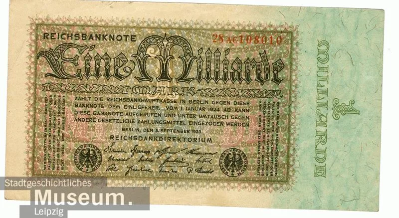 Reichsbanknote über 1 Milliarde Mark — تصویر رکورد یوروپیانا