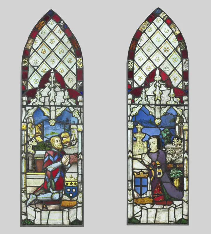 Pair of Stained Glass Panels with Male and Female Donor — تصویر رکورد موزهٔ هنر کلیولند (دسترسی آزاد)