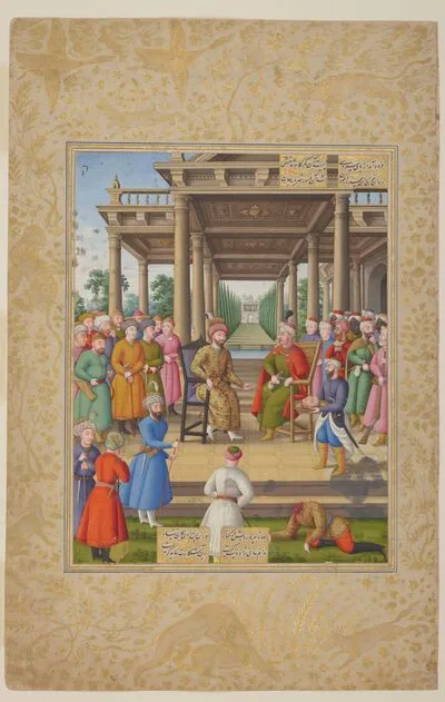 Salm and Tūr organise the murder of their brother Īraj, by Muḥammad Zamān, from the Book of Kings (Shāhnāma) — تصویر رکورد یوروپیانا