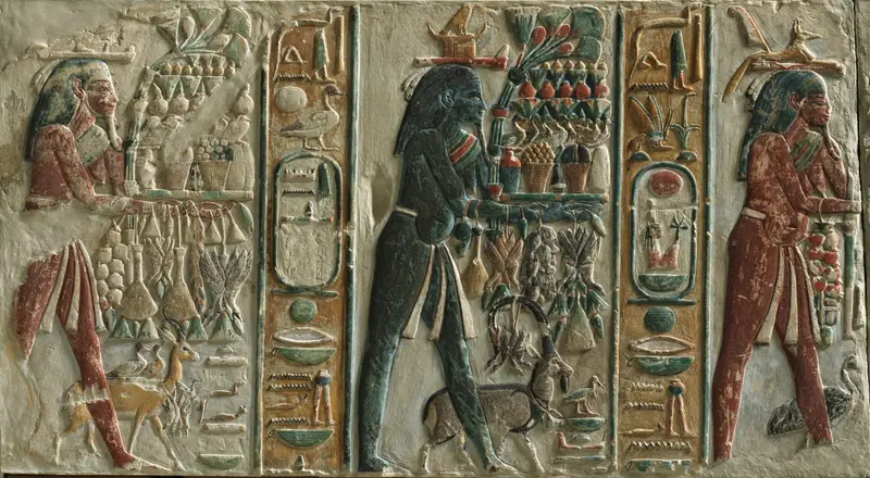 Nome Gods Bearing Offerings — تصویر رکورد موزهٔ هنر کلیولند (دسترسی آزاد)