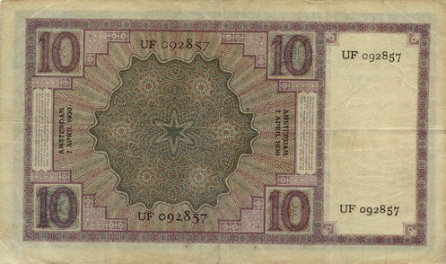 روی اسکناس — 10 gulden هلند