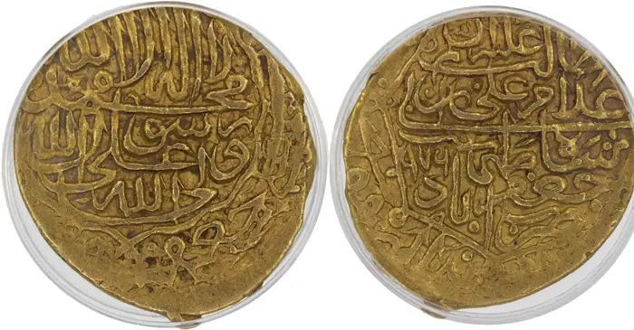 روی و پشت «½ مثقال — شاه تهماسب یکم صفوی، ۱۵۵۹–۱۵۶۹ م» — عکس رکورد کاتالوگ نومیستا