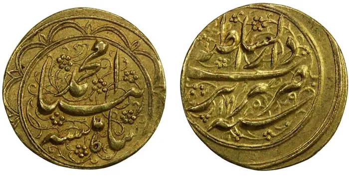 روی و پشت «۱ تومان — محمدشاه قاجار، ۱۸۳۹–۱۸۴۳ م» — عکس رکورد کاتالوگ نومیستا