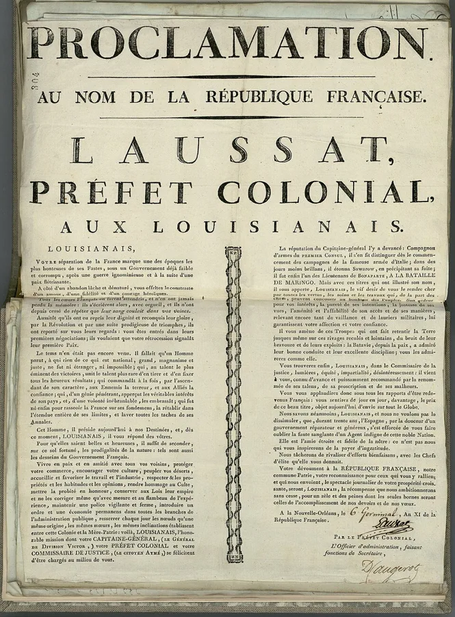 Proclamation, in the name of the French Republic. Colonial Prefect Laussat, to Louisianians — تصویر رکورد ویکی‌داده