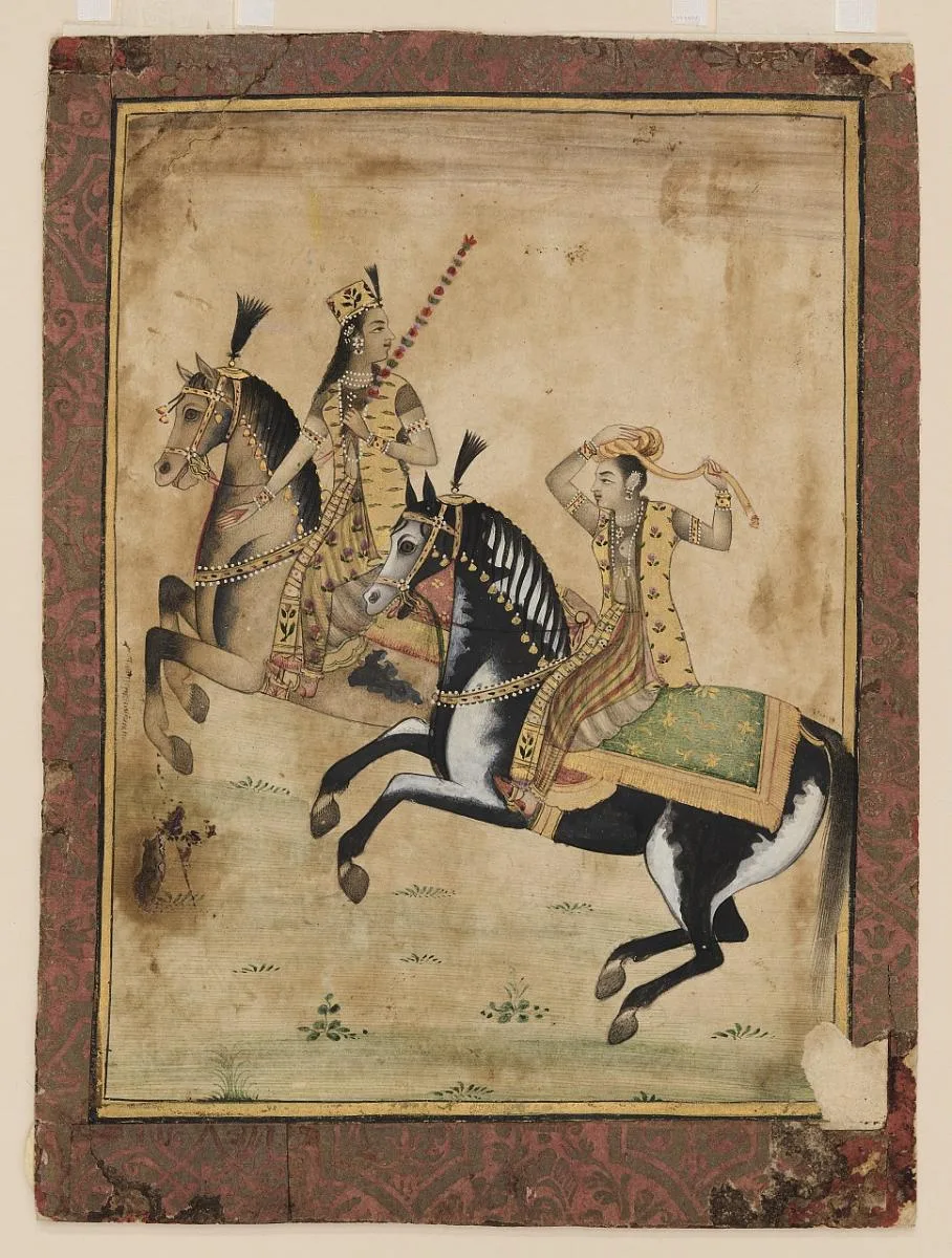 A Prince and princess on horseback — تصویر رکورد موزهٔ ملی هنر آسیایی اسمیتسونیان (دسترسی آزاد)