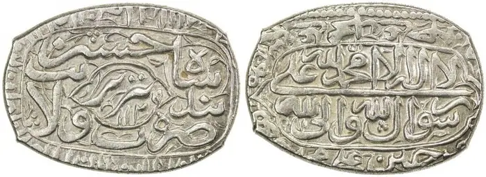 روی و پشت «۵ شاهی — شاه سلطان حسین صفوی، ۱۷۱۶–۱۷۱۸ م» — عکس رکورد کاتالوگ نومیستا