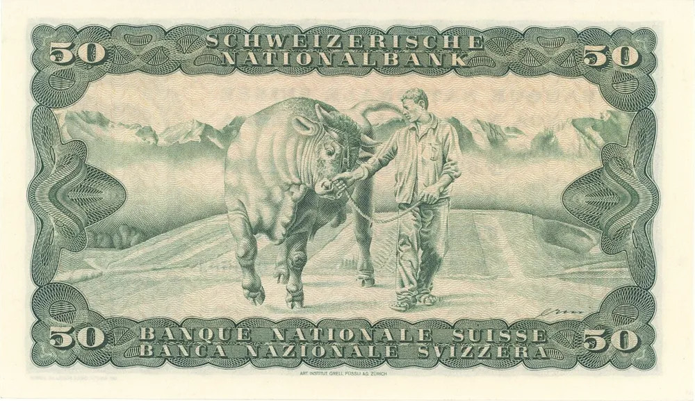 پشت اسکناس 50 francs فرانک سوئیس