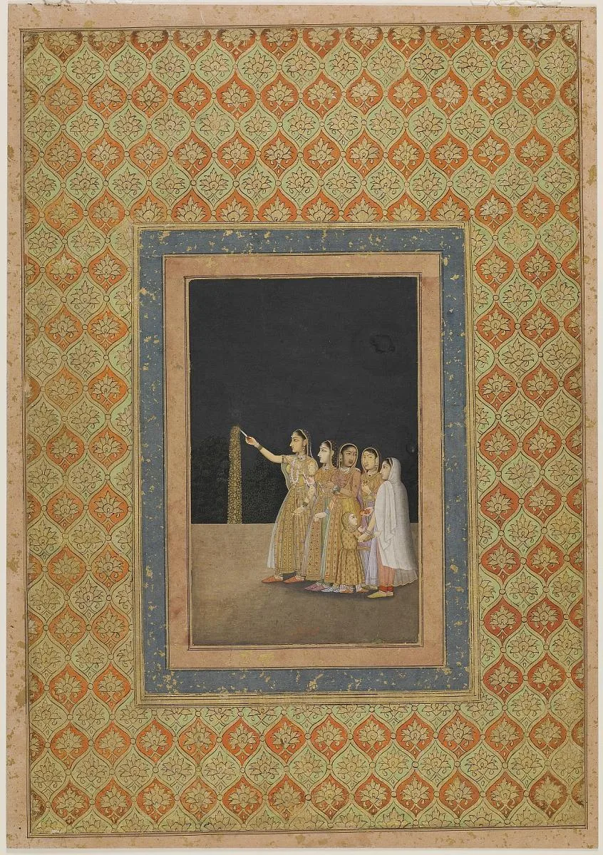 Court ladies playing with fireworks — تصویر رکورد موزهٔ ملی هنر آسیایی اسمیتسونیان (دسترسی آزاد)