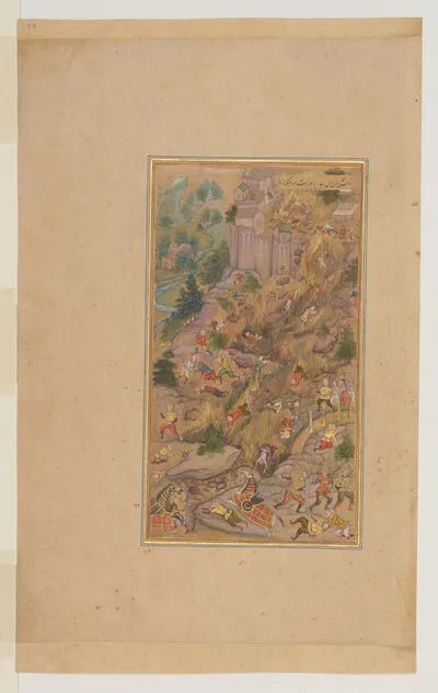 Akbar's armies at Chitor fort, from the History of Akbar (Akbarnama), by Abu’l-Fazl — تصویر رکورد یوروپیانا