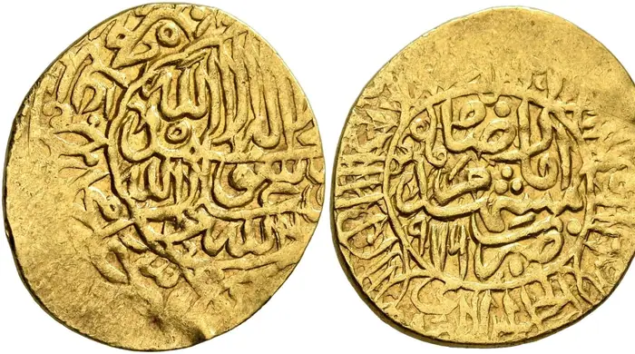 روی و پشت «½ مثقال — شاه تهماسب یکم صفوی، ۱۵۶۸–۱۵۶۹ م» — عکس رکورد کاتالوگ نومیستا