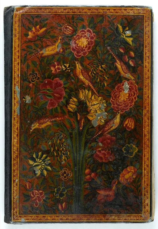 Qajar Persian lacquer binding , 12th/18th Centuries: lacquer, gold leaf, with various pigments. Front cover — تصویر رکورد یوروپیانا