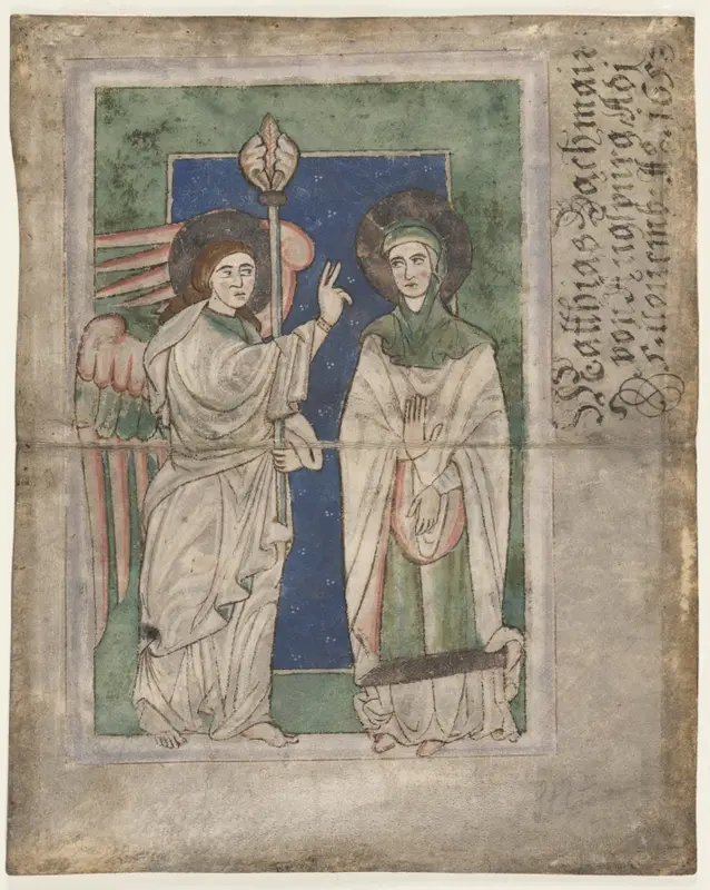 Leaf from a Psalter(?): Annunciation (recto) — تصویر رکورد موزهٔ هنر کلیولند (دسترسی آزاد)