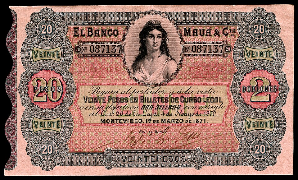 روی اسکناس — 20 peso اروگوئه
