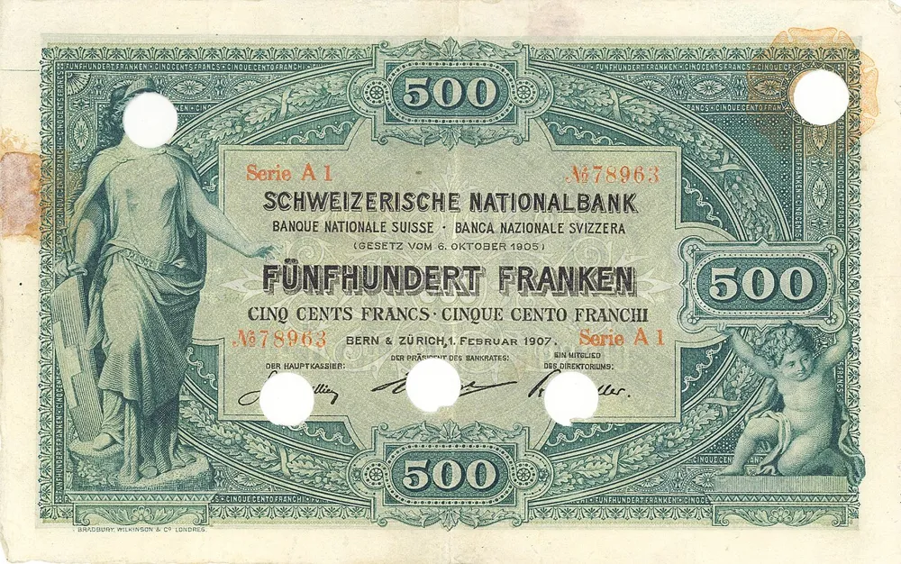 روی اسکناس 500 francs فرانک سوئیس
