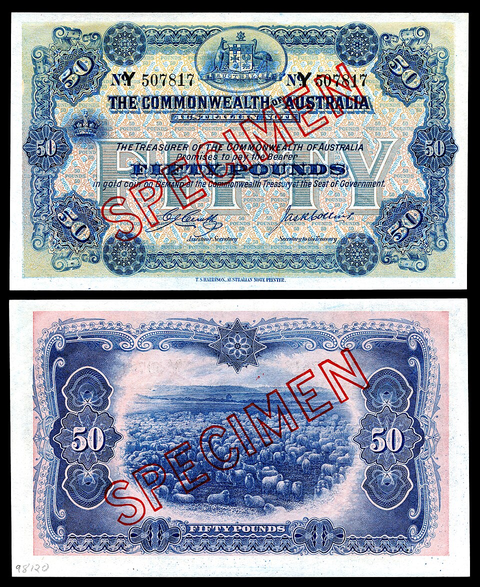 روی اسکناس — 50 pound استرالیا