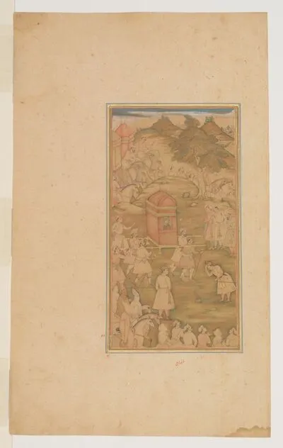 Akbar welcomes his mother to India in 1557, from the History of Akbar (Akbarnama), by Abu’l-Fazl — تصویر رکورد یوروپیانا