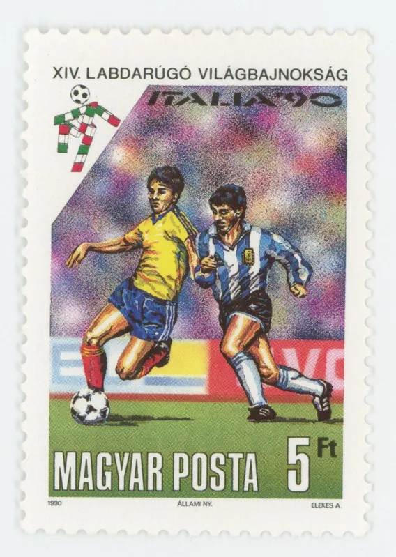 postage stamp, football MM 1990 — تصویر رکورد یوروپیانا