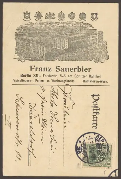 Ansichtskarte Fabrik Franz Sauerbier, Forsterstraße 5-6 — تصویر رکورد یوروپیانا