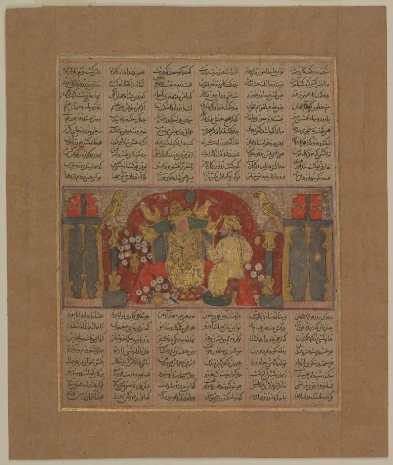 Queen Qaydafa advises Iskandar, from the Book of Kings (Shahnama) by Firdausi — تصویر رکورد یوروپیانا