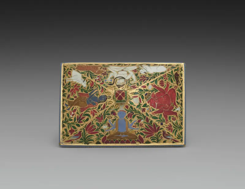 Cover for a Box Decorated with Shiva, Vishnu, Krishna, and Ganesha — تصویر رکورد موزهٔ هنر کلیولند (دسترسی آزاد)