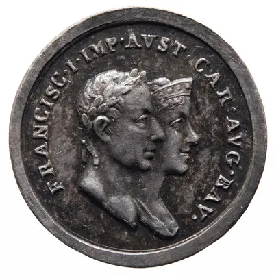 Medalie (jeton) dedicată căsătoriei lui Francisc I cu Carolina de Bavaria la Viena — تصویر رکورد یوروپیانا — شمارهٔ رکورد a1e5 771f09389c6a