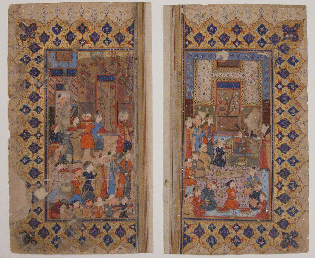 "Enthronement of a Young Prince (Shapur II?)", Folio from a Yusuf and Zulaikha of Jami — تصویر رکورد موزهٔ متروپولیتن (دسترسی آزاد)