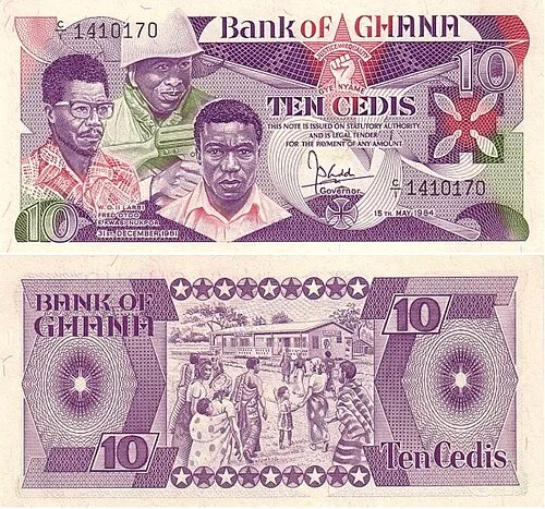 روی اسکناس — 10 cedi غنا