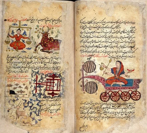 Venus (right), Taurus, Libra and three lunar masions of Taurus (left) from Persian Manuscript 373 — تصویر رکورد یوروپیانا
