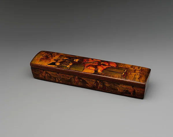 Penbox with Portrait of Nasir al-Din Shah Qajar — تصویر رکورد موزهٔ متروپولیتن (دسترسی آزاد)