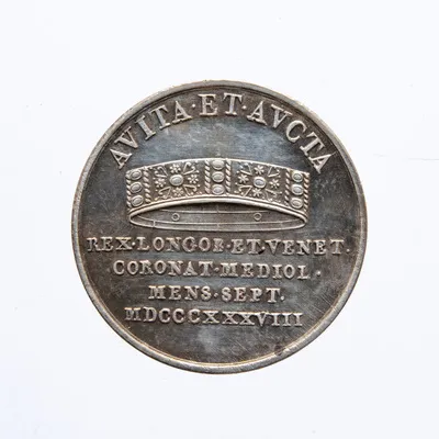 Medalie (jeton) dedicată încoronării lui Ferdinand al V-lea ca rege al Lombardiei și Veneției — تصویر رکورد یوروپیانا — شمارهٔ رکورد 89eb 3d4b1911898f