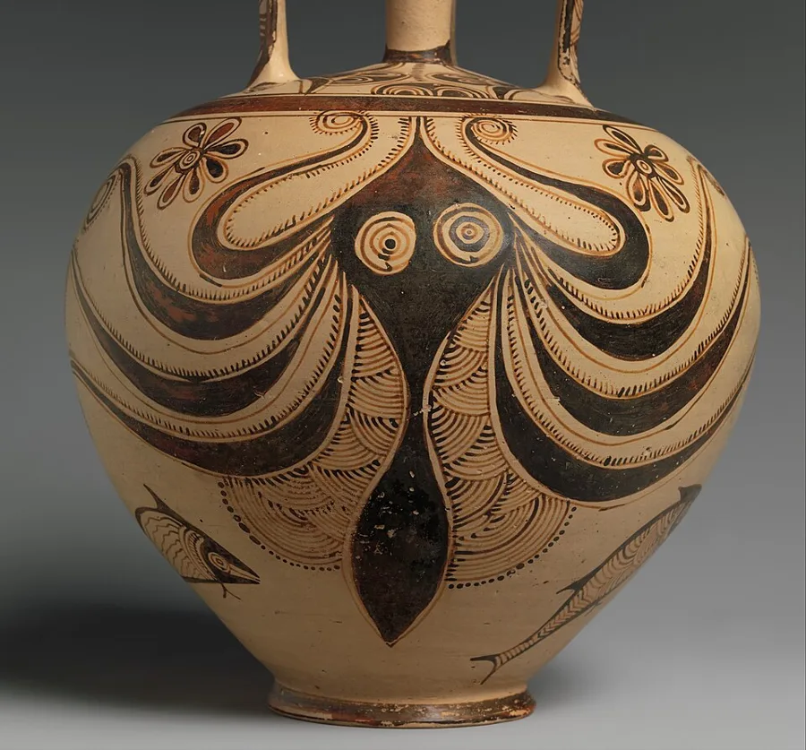 Terracotta stirrup jar with octopus — تصویر رکورد ویکی‌داده