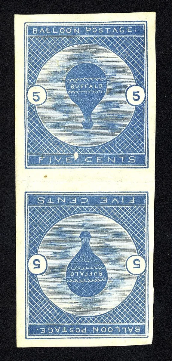 5c Buffalo Balloon imperforate vertical pair — تصویر رکورد موزهٔ ملی هنر آسیایی اسمیتسونیان (دسترسی آزاد)