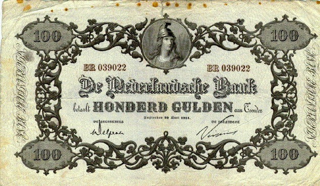 پشت اسکناس — 100 gulden هلند