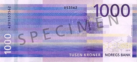 پشت اسکناس 1000 kr کرون نروژ