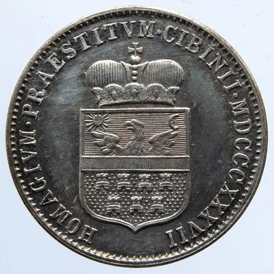 Medalie (jeton) dedicată omagiului orașului Sibiu pentru Ferdinand V — تصویر رکورد یوروپیانا — شمارهٔ رکورد b3d9 a10c88e26034