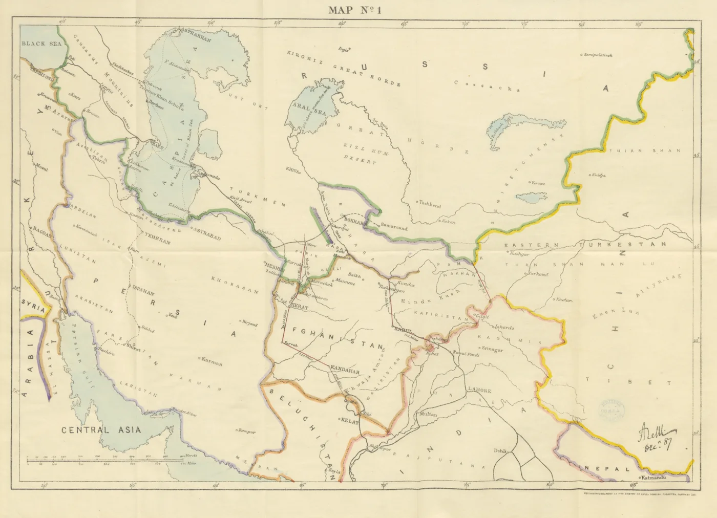 map from "From London to Bokhara, and a ride through Persia". — تصویر رکورد یوروپیانا