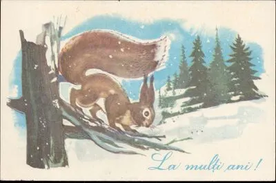 Felicitare pentru sărbătorile de iarnă cu veveriță - La mulți ani! — تصویر رکورد یوروپیانا