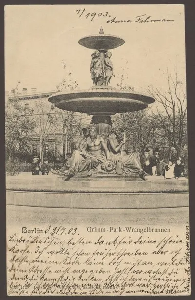 Ansichtskarte „Grimm-Park-Wrangelbrunnen“ — تصویر رکورد یوروپیانا