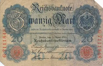 Zahlungsmittel / Reichsbanknote / Zwanzig Mark — تصویر رکورد یوروپیانا