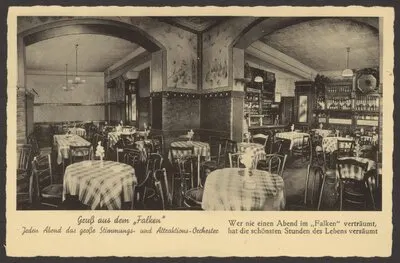 Ansichtskarte "Gaststätte 'Zum Falken'", Schlesische Straße 39-40 [1/2] — تصویر رکورد یوروپیانا