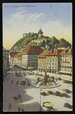 Graz. Hauptplatz mit Schloßberg. — تصویر رکورد یوروپیانا