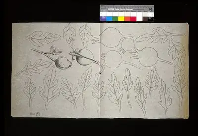 Issogne - Castle, pomegranate fountain, detail of leaves and fruits — تصویر رکورد یوروپیانا