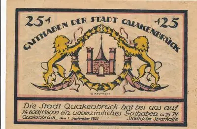Zahlungsmittel / Guthaben der Stadt Quakenbrück / 25 Pf. — تصویر رکورد یوروپیانا