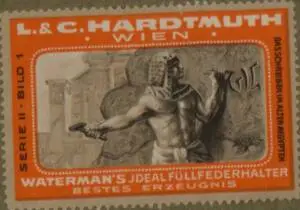 Werbeverschlussmarke für Waterman's Ideal Füllfederhalter von L. & C. Hardtmuth Wien. Serie II Bild 1 — تصویر رکورد یوروپیانا