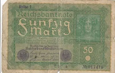 Zahlungsmittel / 50 Mark Reichsbanknoten / Reihe 1 — تصویر رکورد یوروپیانا